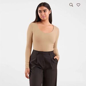 Nuuds Oat long sleeve scoop neck body suit